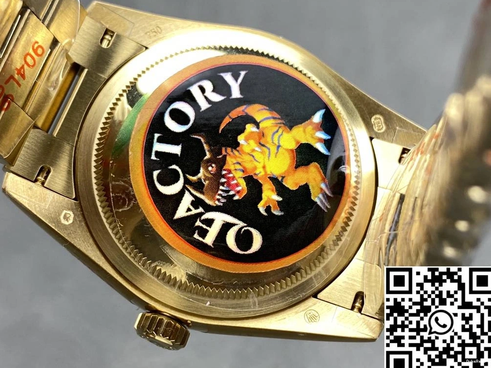 Tungsten Rolex M128238-0130 Day Dial 36mm Gold Factory Steel Yellow QF Date Green v5 0715
